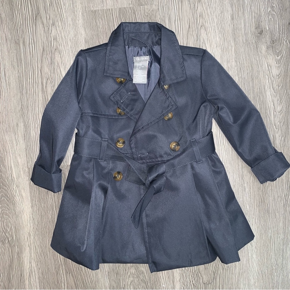 Tahari Pleated Belted Trench Coat Baby 18 M